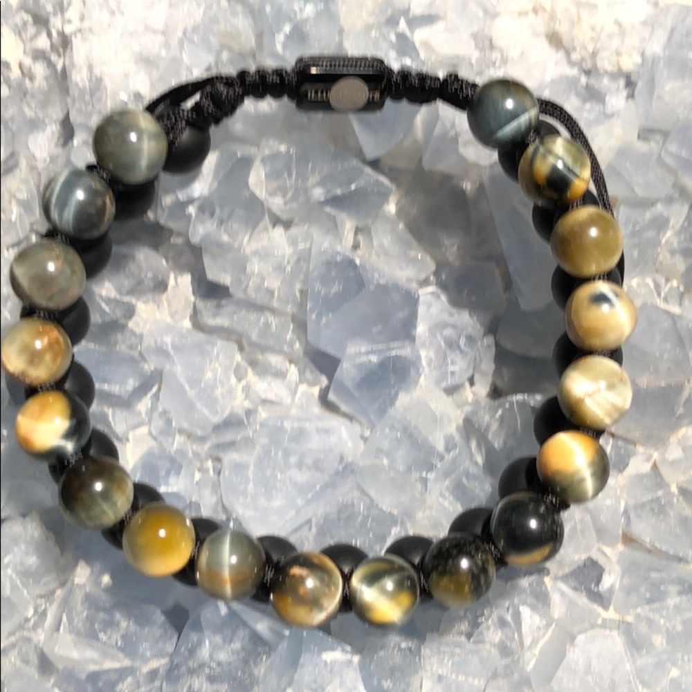 NEW 🚻 Natural Gemstone Tigers Eye & Onyx Bracelet